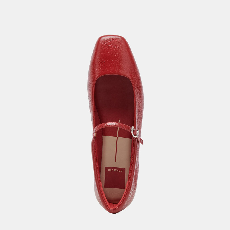 reyes weite ballerinas rote lacklederschuhe mit crinkle-finish