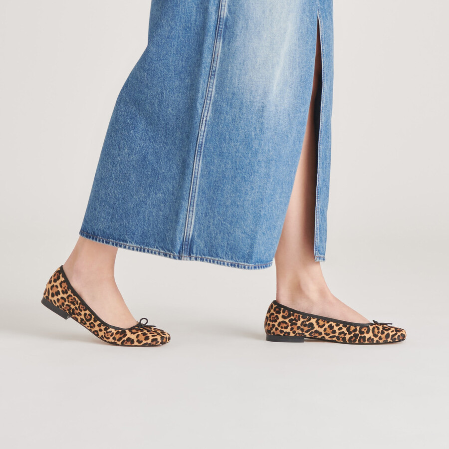 anisa ballerinas aus dunkelbraunem leopardenleder