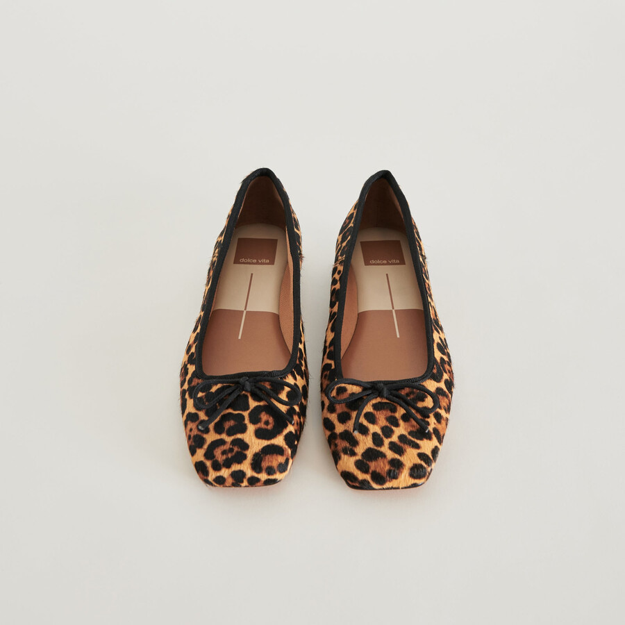 anisa ballerinas aus dunkelbraunem leopardenleder