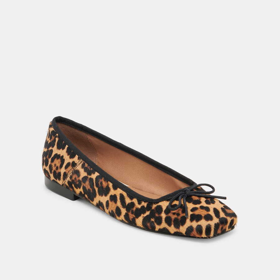 anisa ballerinas aus dunkelbraunem leopardenleder