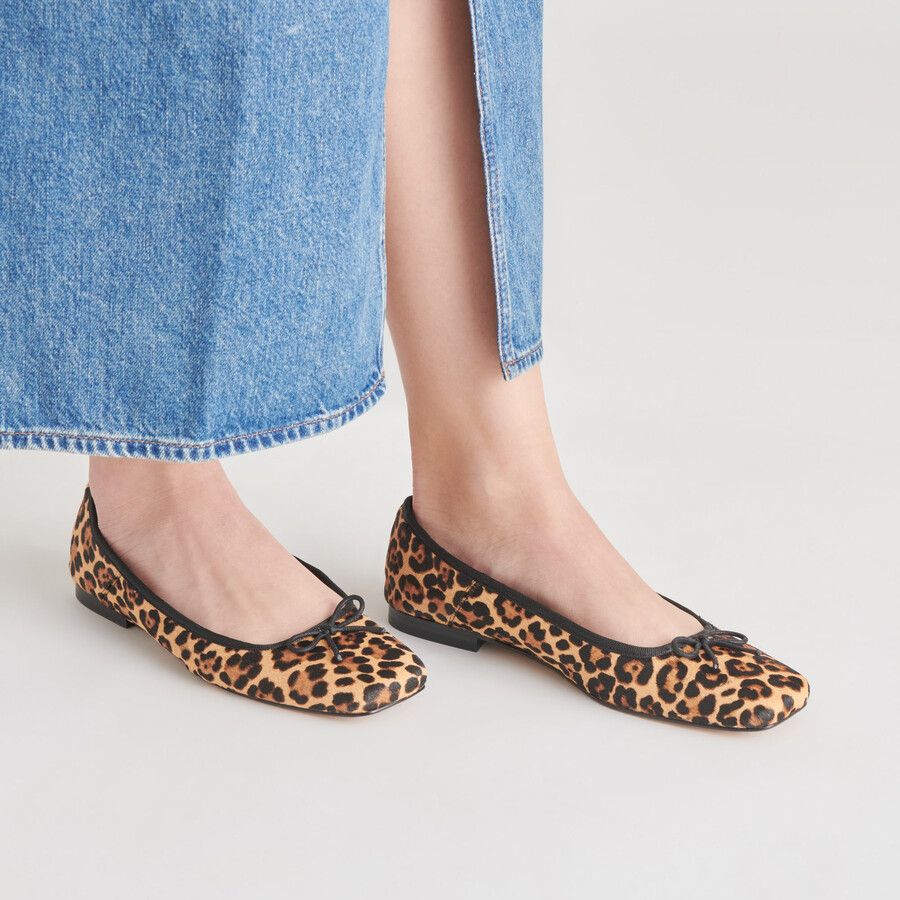 anisa ballerinas aus dunkelbraunem leopardenleder