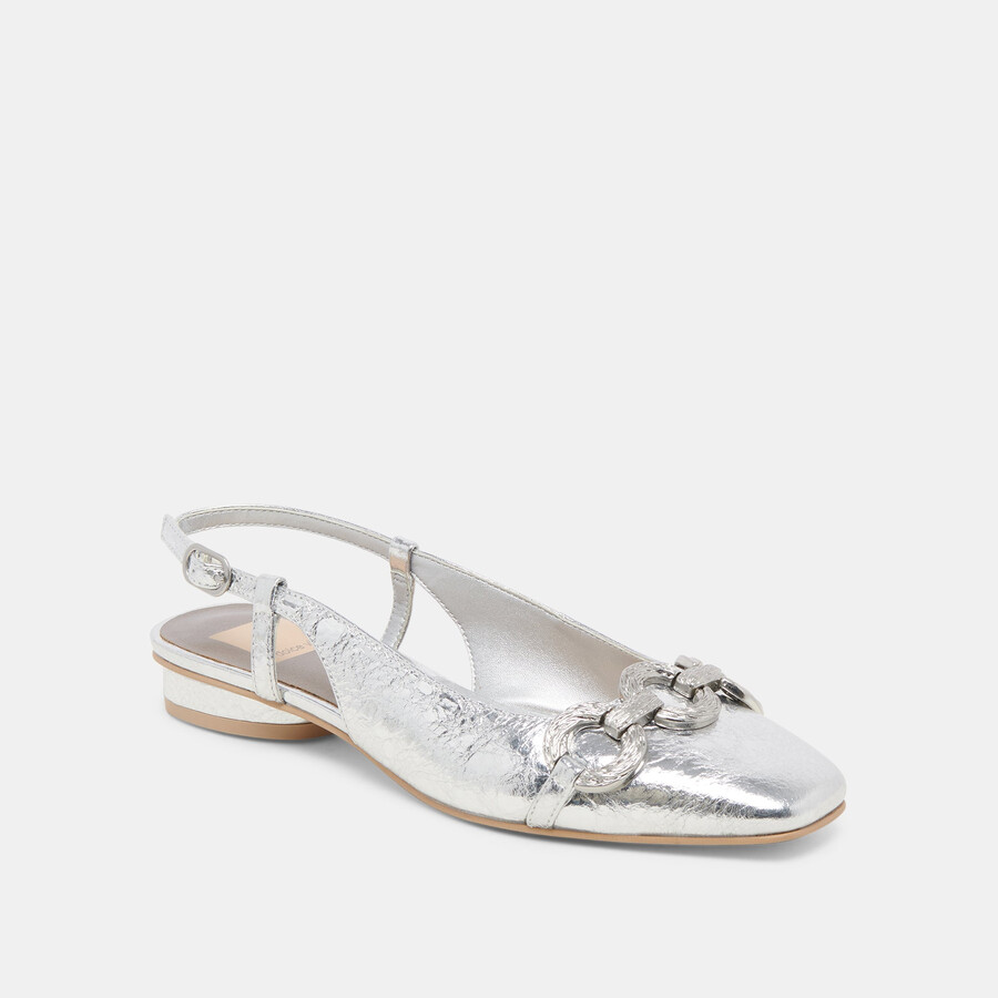 ramano ballerinas silberfarben used-look-leder