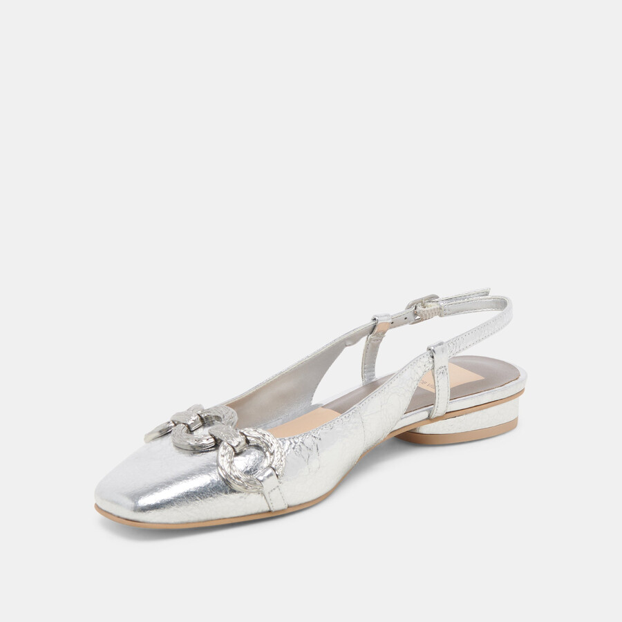 ramano ballerinas silberfarben used-look-leder