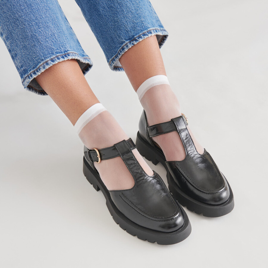 emilio ballerinas aus mattschwarzem lackleder