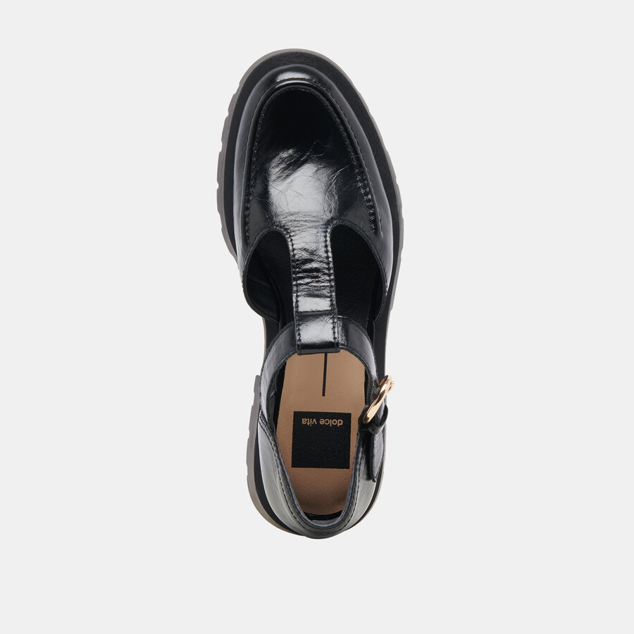 emilio ballerinas aus mattschwarzem lackleder
