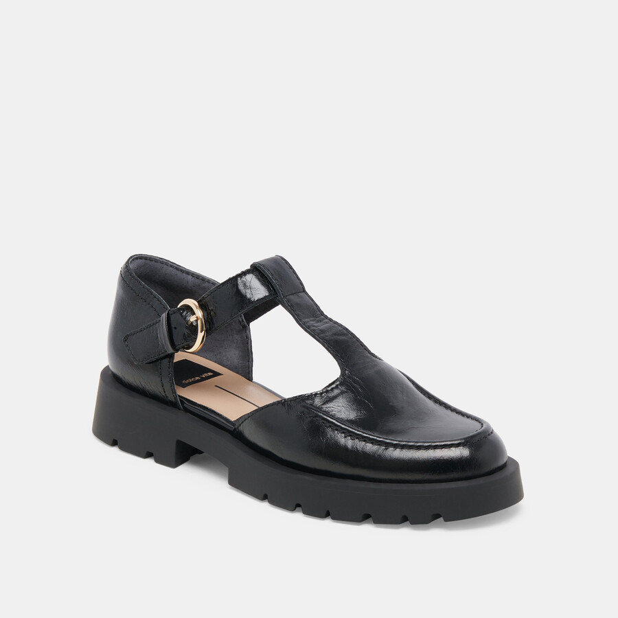 emilio ballerinas aus mattschwarzem lackleder