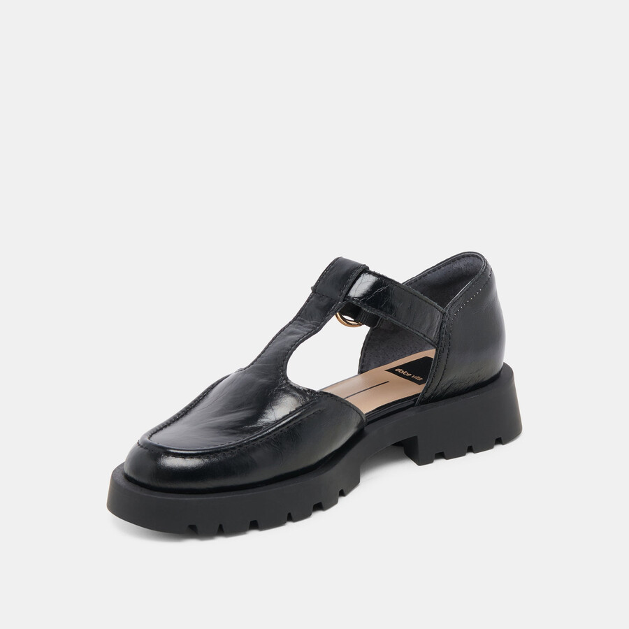 emilio ballerinas aus mattschwarzem lackleder