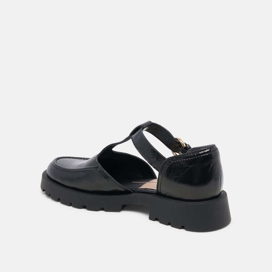 emilio ballerinas aus mattschwarzem lackleder