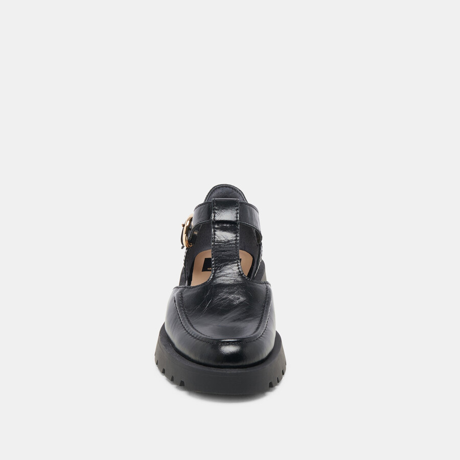 emilio ballerinas aus mattschwarzem lackleder