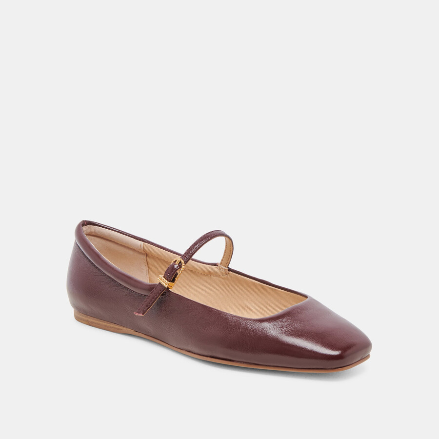 reyes ballerinas cranberry crinkle lackleder