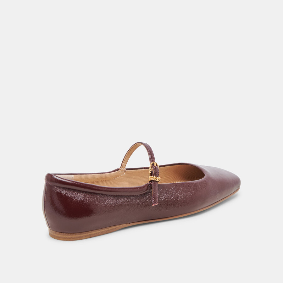 reyes ballerinas cranberry crinkle lackleder