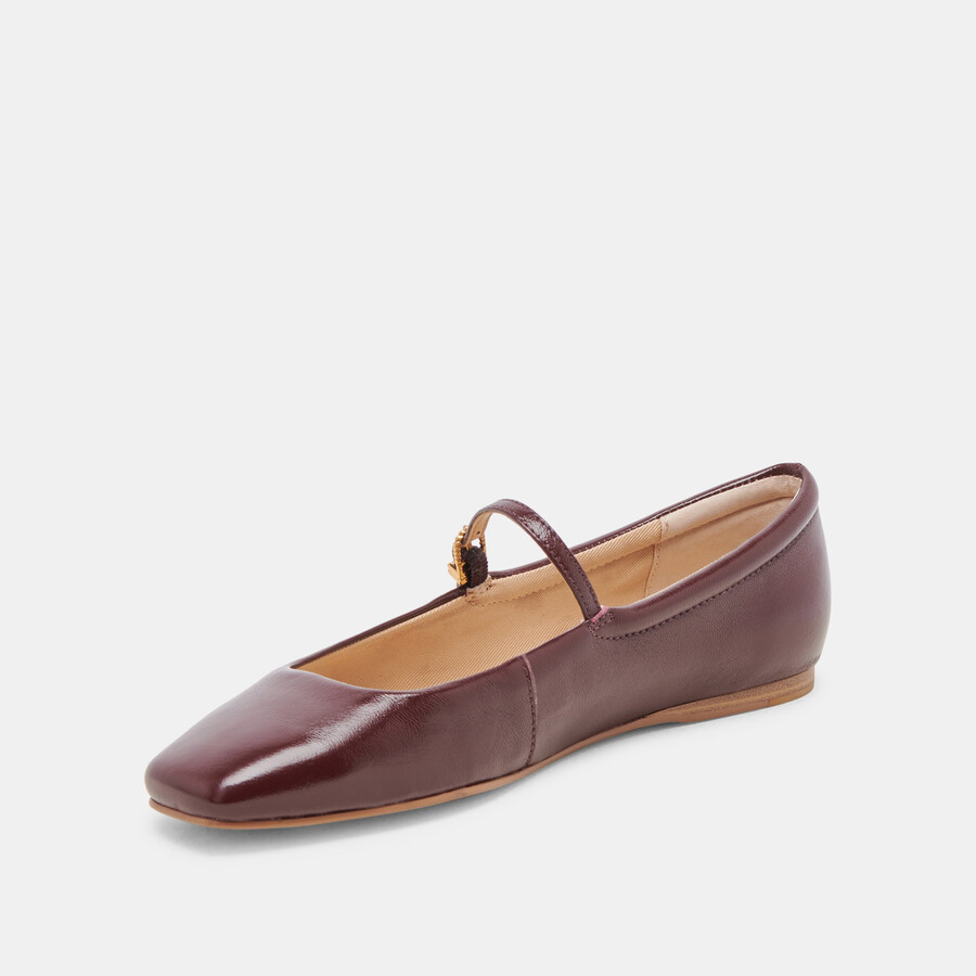 reyes ballerinas cranberry crinkle lackleder