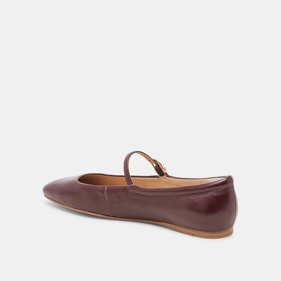 reyes ballerinas cranberry crinkle lackleder