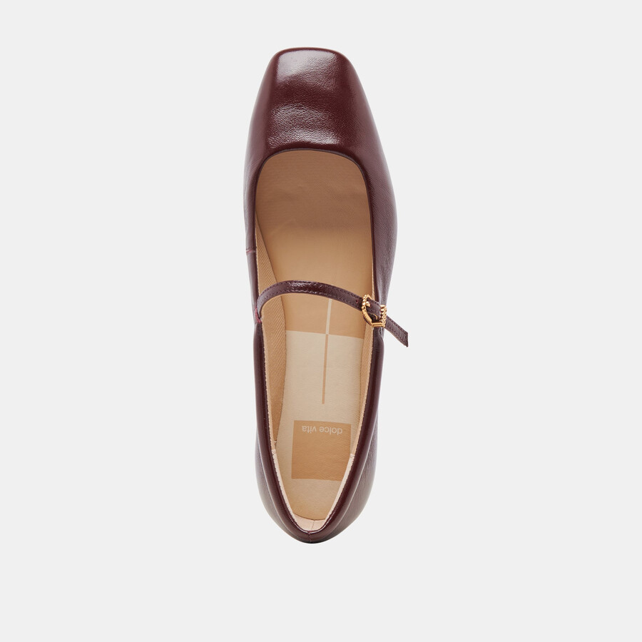 reyes ballerinas cranberry crinkle lackleder