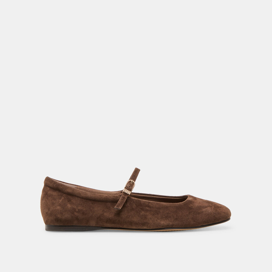 reyes ballerinas aus dunkelbraunem wildleder