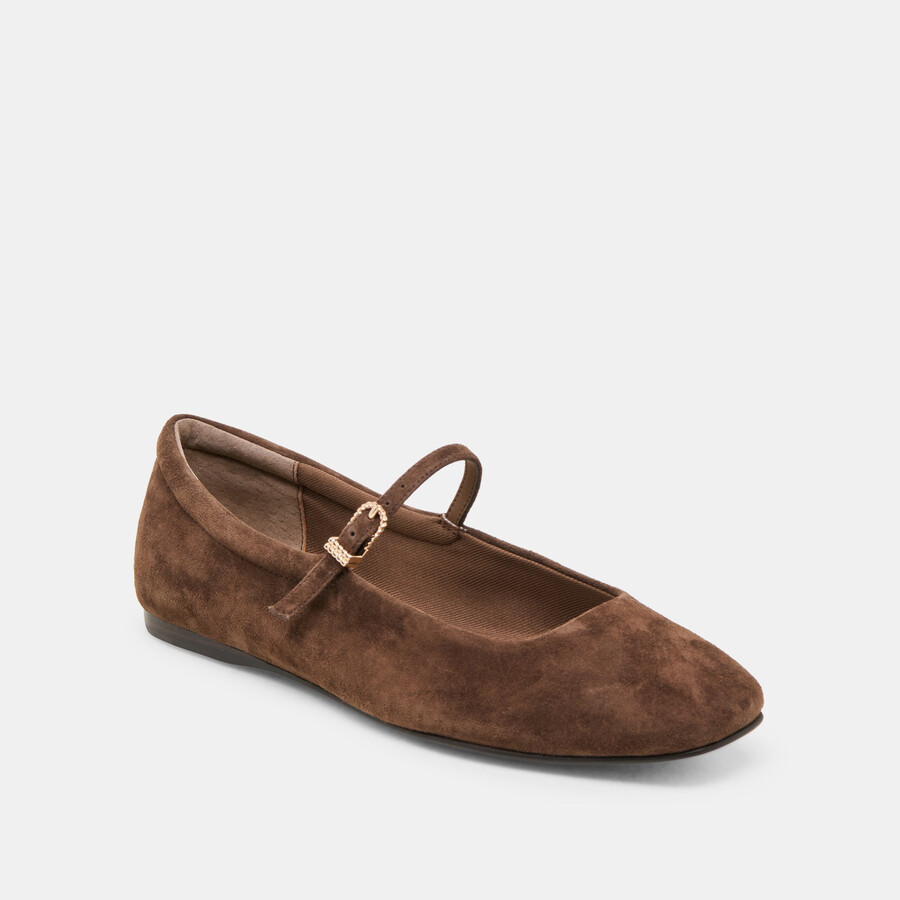 reyes ballerinas aus dunkelbraunem wildleder