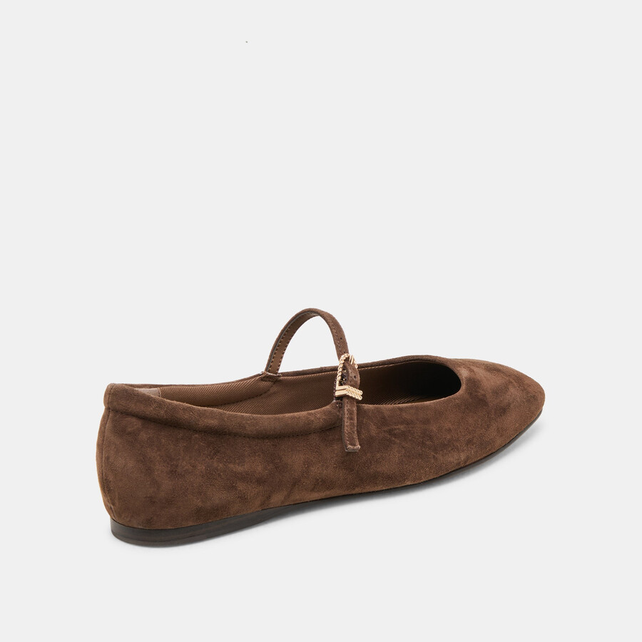 reyes ballerinas aus dunkelbraunem wildleder