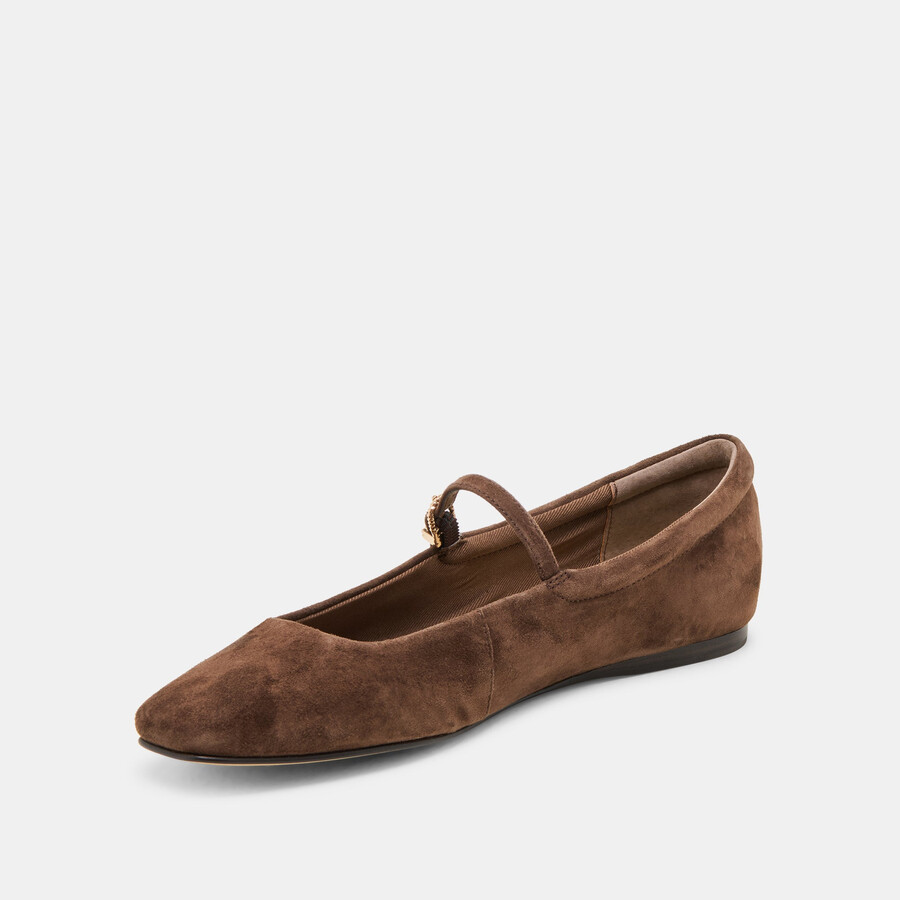 reyes ballerinas aus dunkelbraunem wildleder