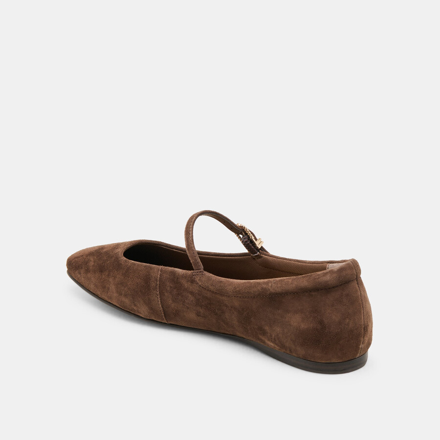 reyes ballerinas aus dunkelbraunem wildleder