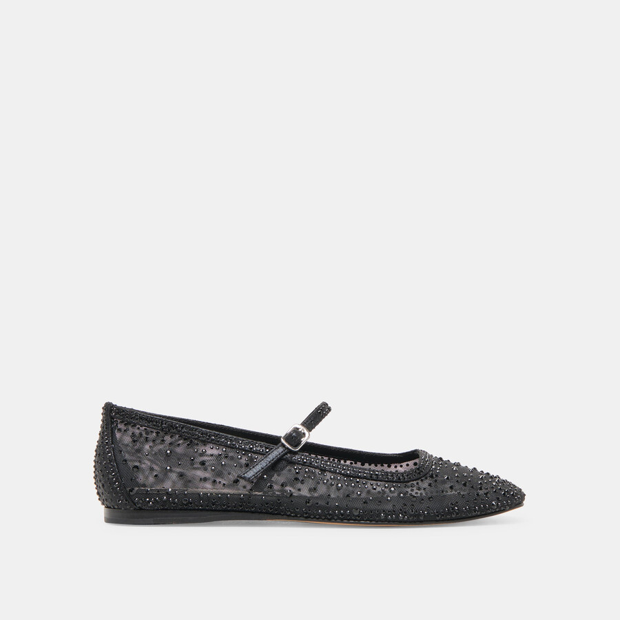 reyes crystal ballerinas schwarzes mesh