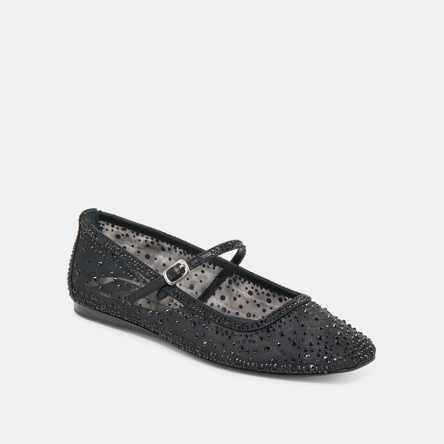 reyes crystal ballerinas schwarzes mesh