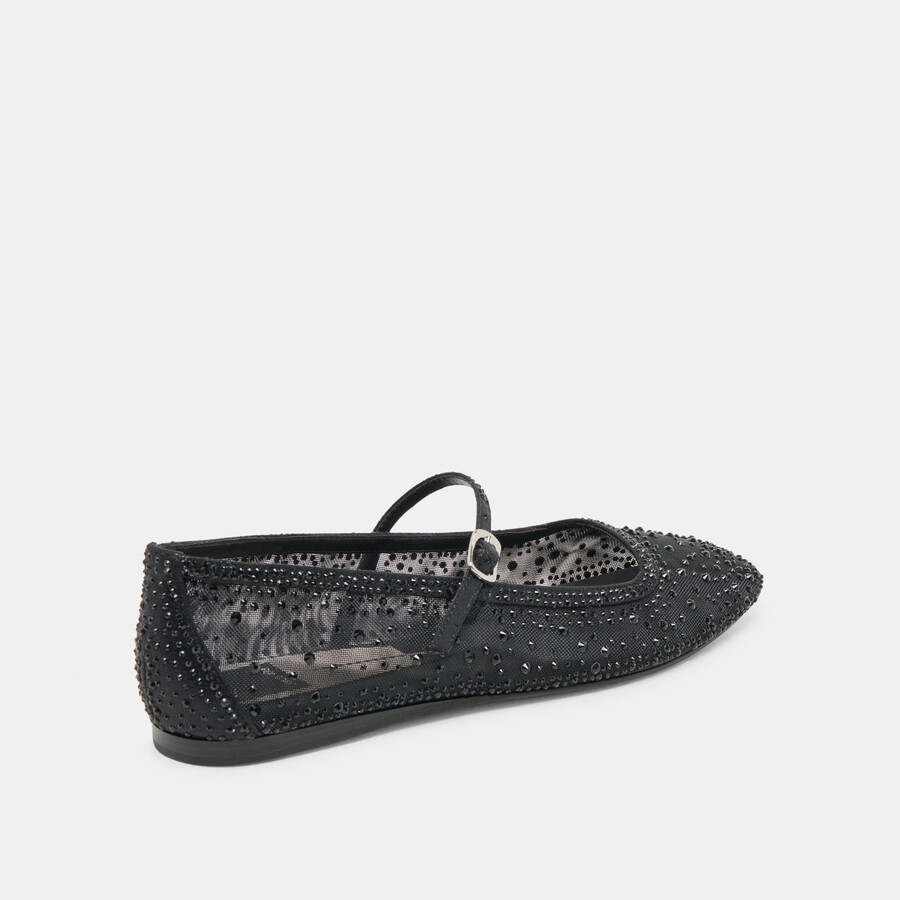 reyes crystal ballerinas schwarzes mesh