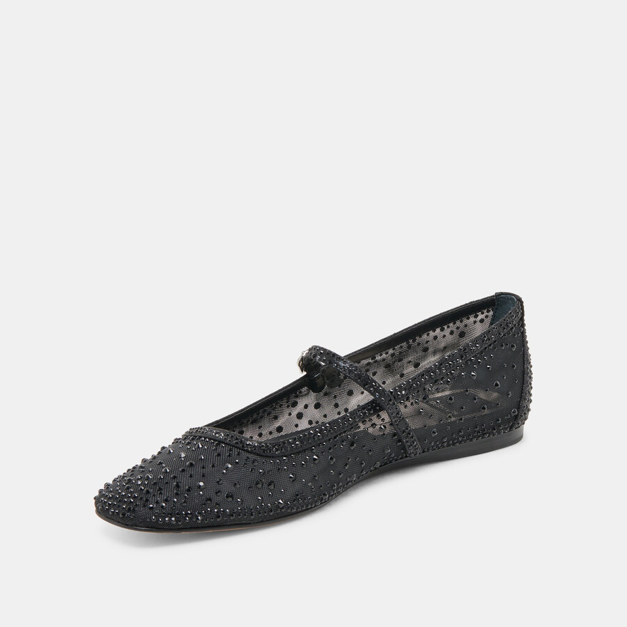 reyes crystal ballerinas schwarzes mesh