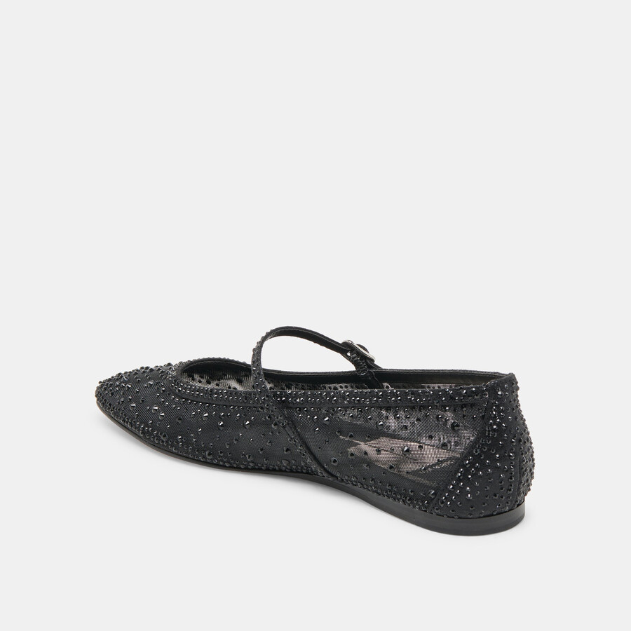 reyes crystal ballerinas schwarzes mesh