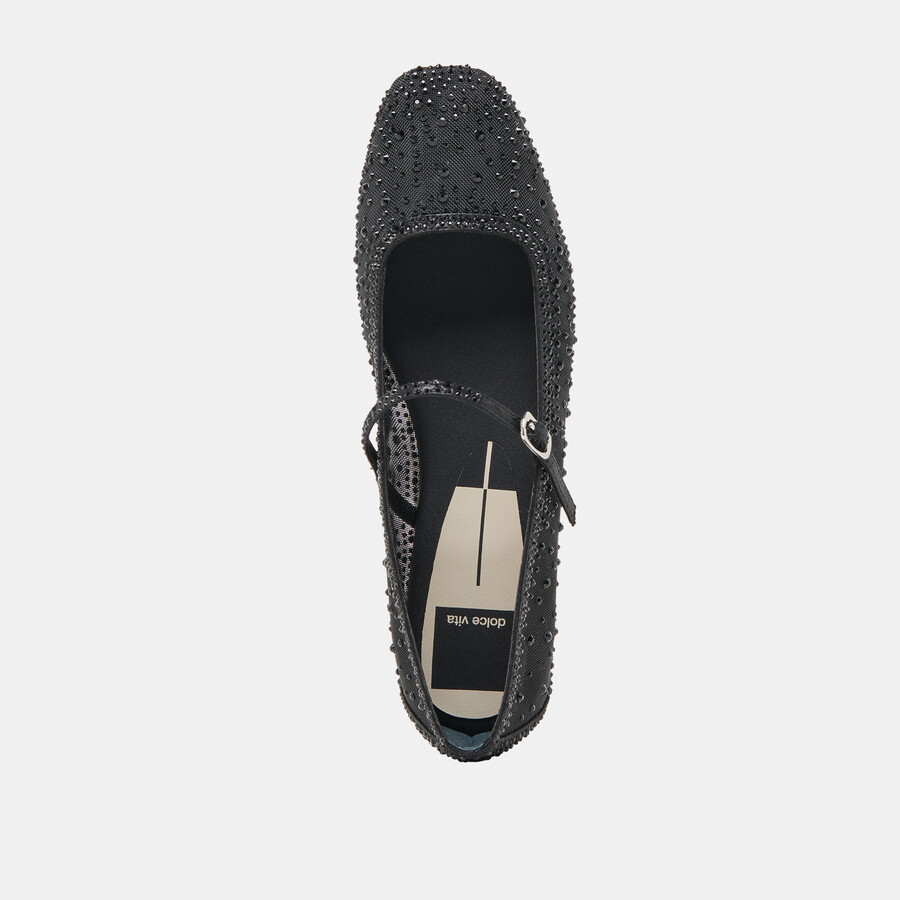 reyes crystal ballerinas schwarzes mesh