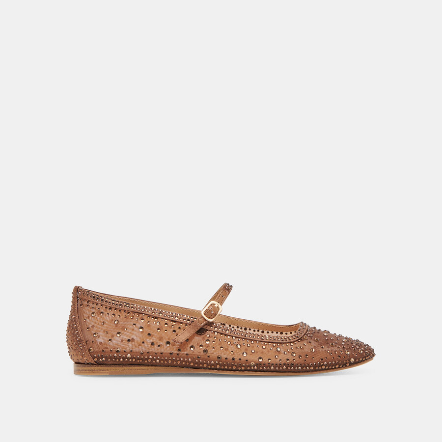 reyes crystal ballerinas mittelbraunes mesh