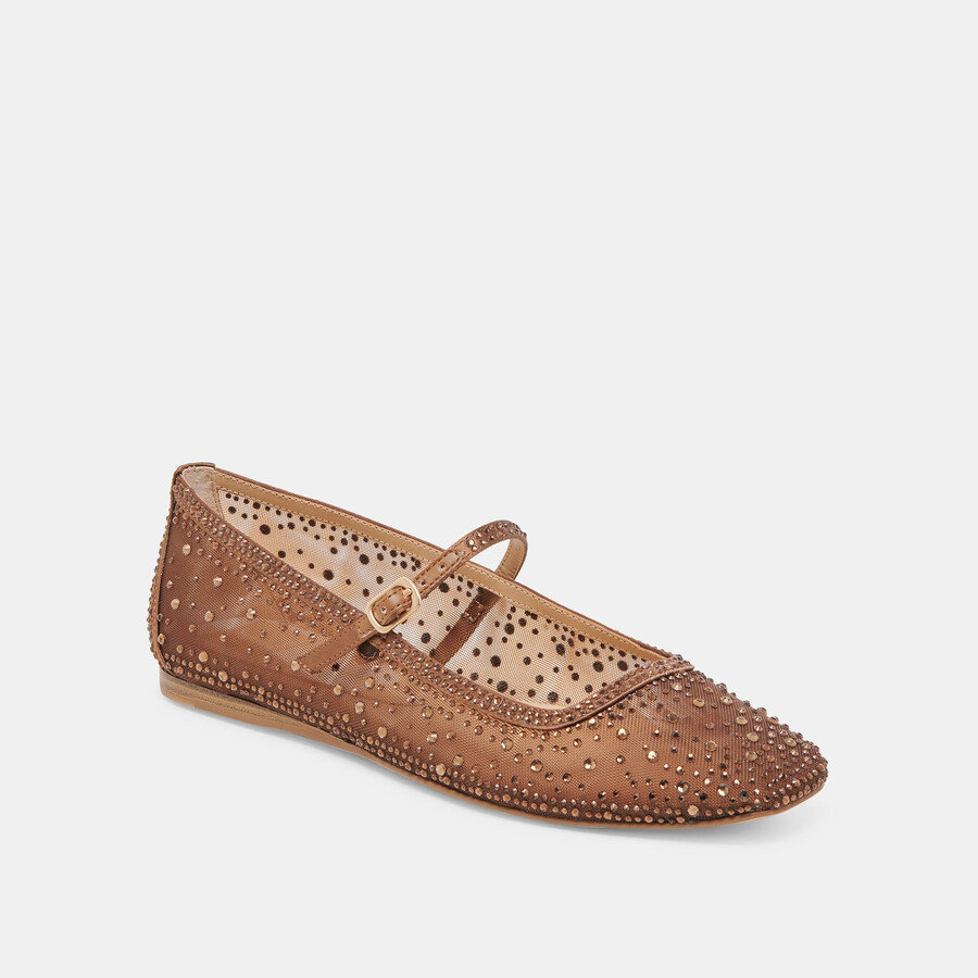 reyes crystal ballerinas mittelbraunes mesh