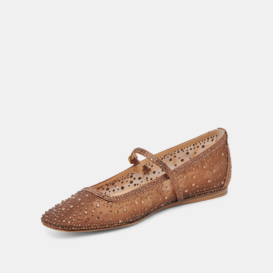 reyes crystal ballerinas mittelbraunes mesh