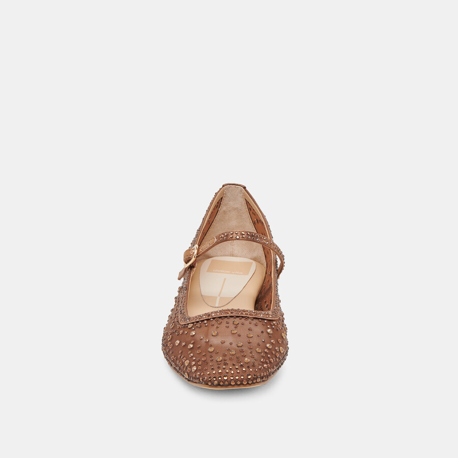 reyes crystal ballerinas mittelbraunes mesh