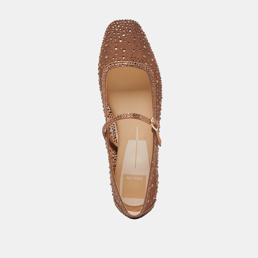 reyes crystal ballerinas mittelbraunes mesh