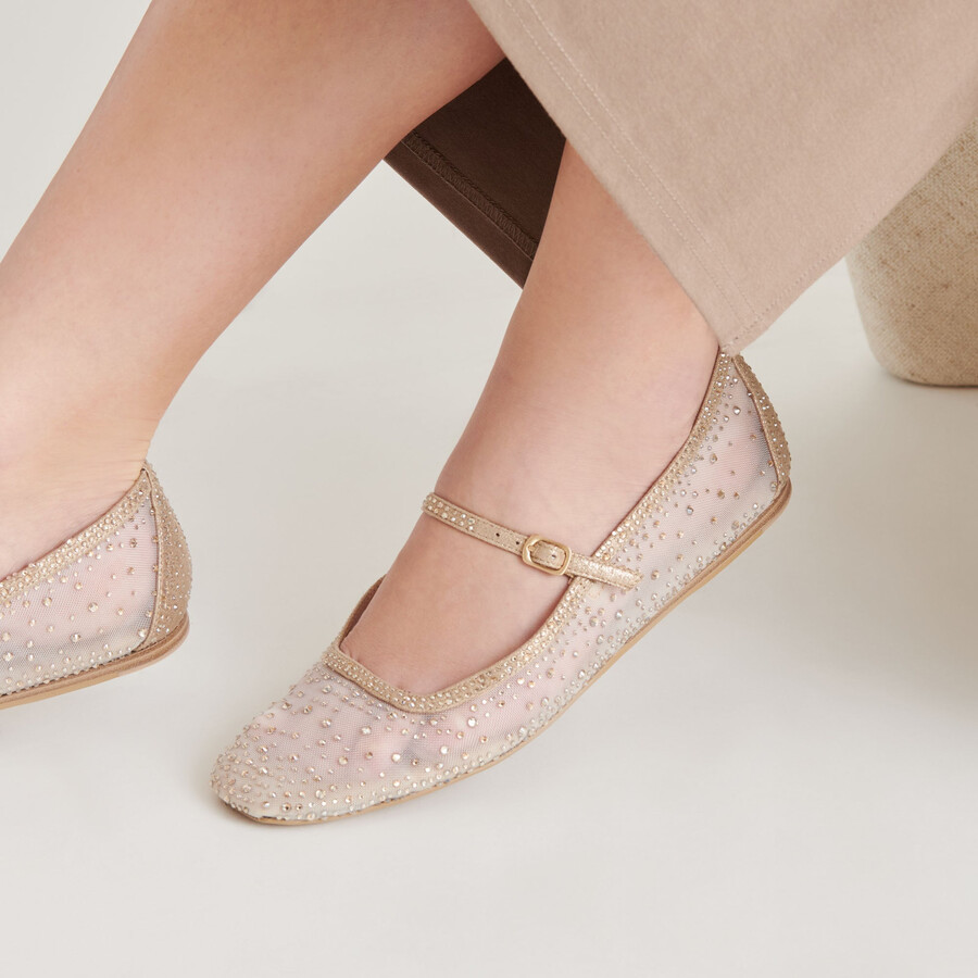 reyes kristall-ballerinas gold-mesh