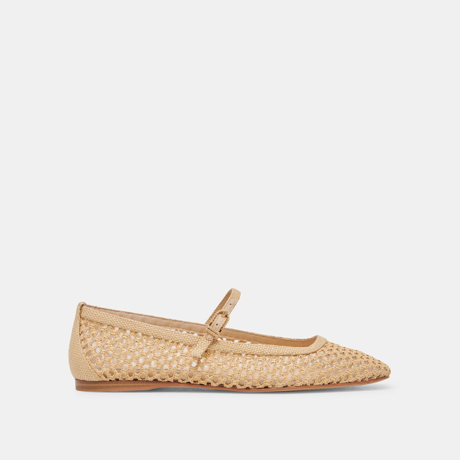 reyes ballerinas hellbraun naturfarben gewebtes raffia