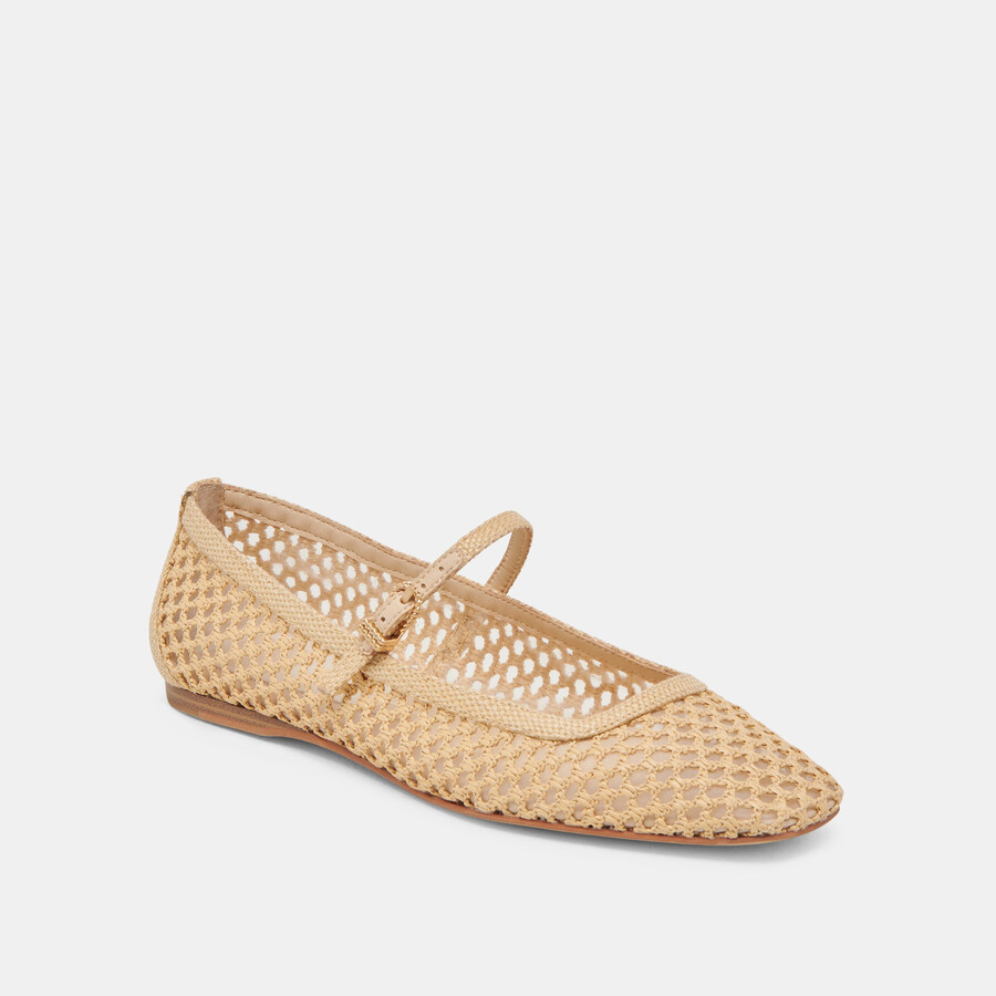 reyes ballerinas hellbraun naturfarben gewebtes raffia