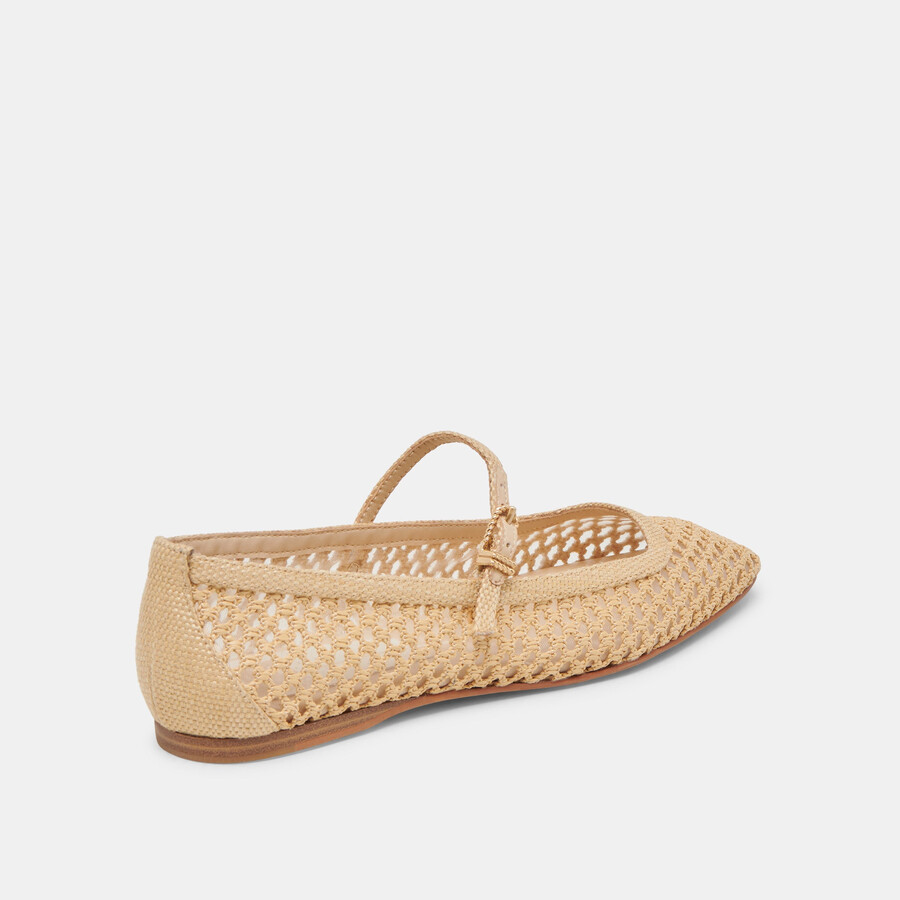 reyes ballerinas hellbraun naturfarben gewebtes raffia