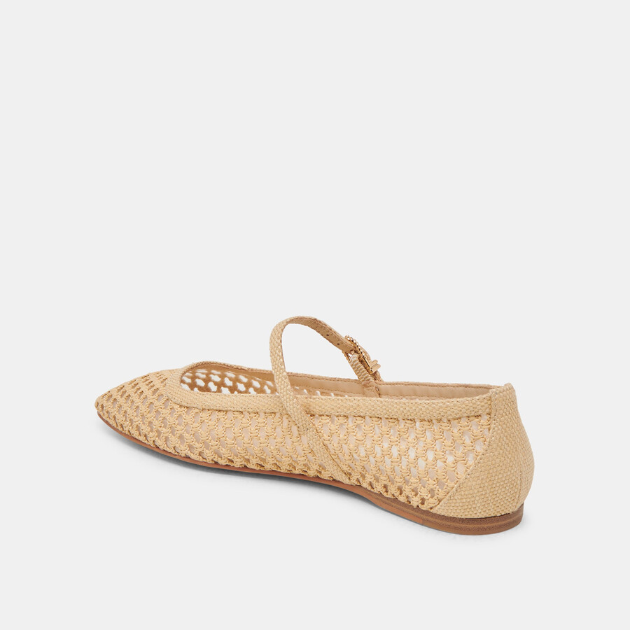 reyes ballerinas hellbraun naturfarben gewebtes raffia