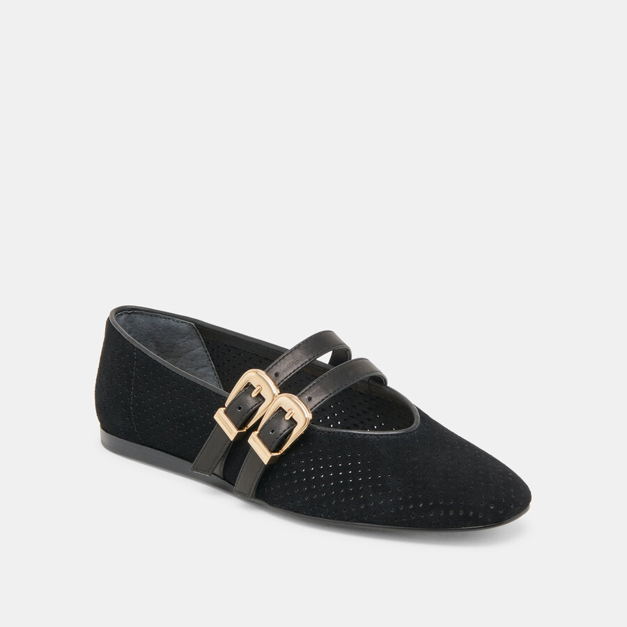 baylee ballerinas onyx perforiertes wildleder