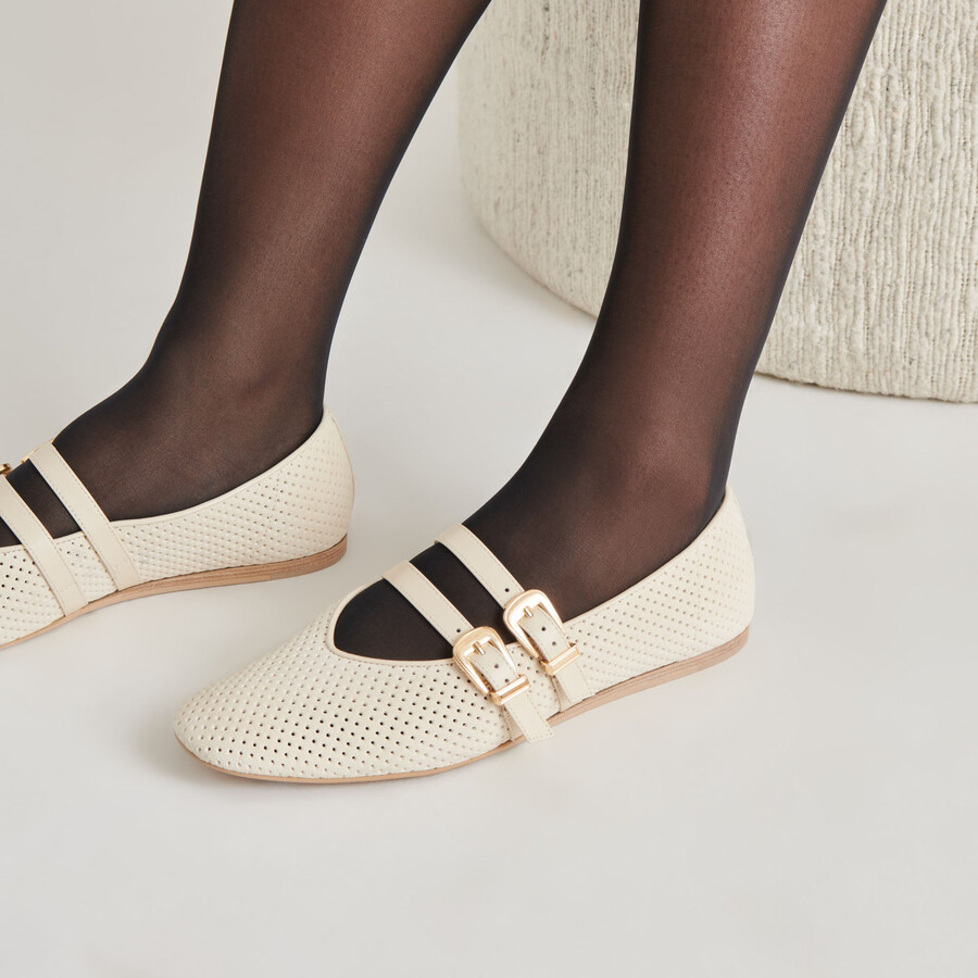 baylee ballerinas aus perforiertem wildleder in knochenfarbe
