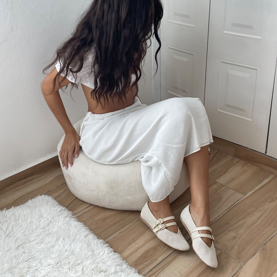 baylee ballerinas aus perforiertem wildleder in knochenfarbe