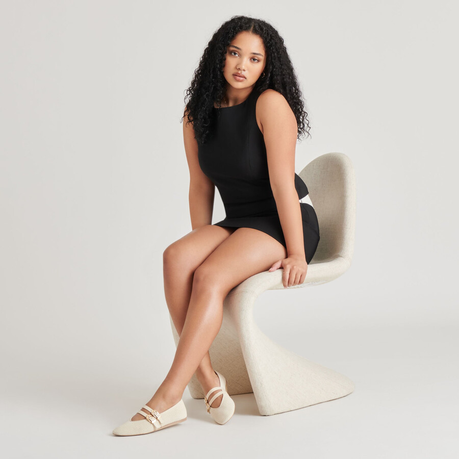 baylee ballerinas aus perforiertem wildleder in knochenfarbe