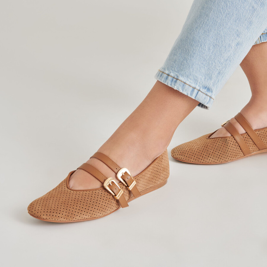 baylee ballerinas aus perforiertem wildleder in pekannuss