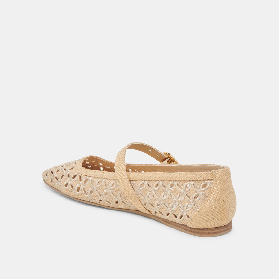 rodni ballerinas mit Ösenperforation hellnaturfarben gewebt aus raffia