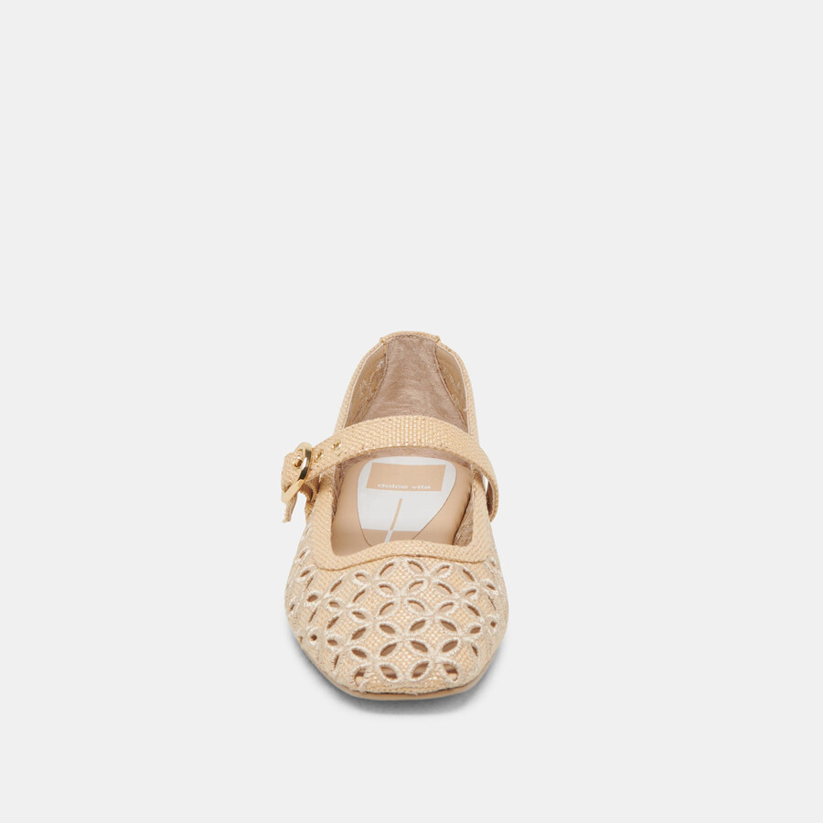 rodni ballerinas mit Ösenperforation hellnaturfarben gewebt aus raffia