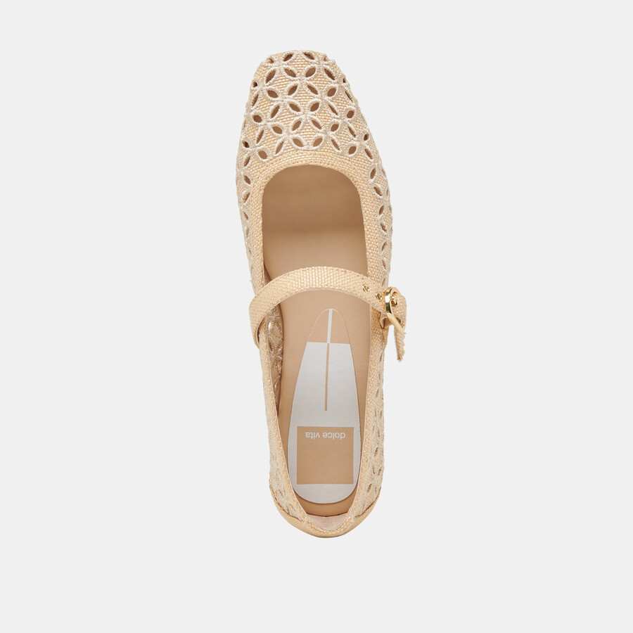 rodni ballerinas mit Ösenperforation hellnaturfarben gewebt aus raffia