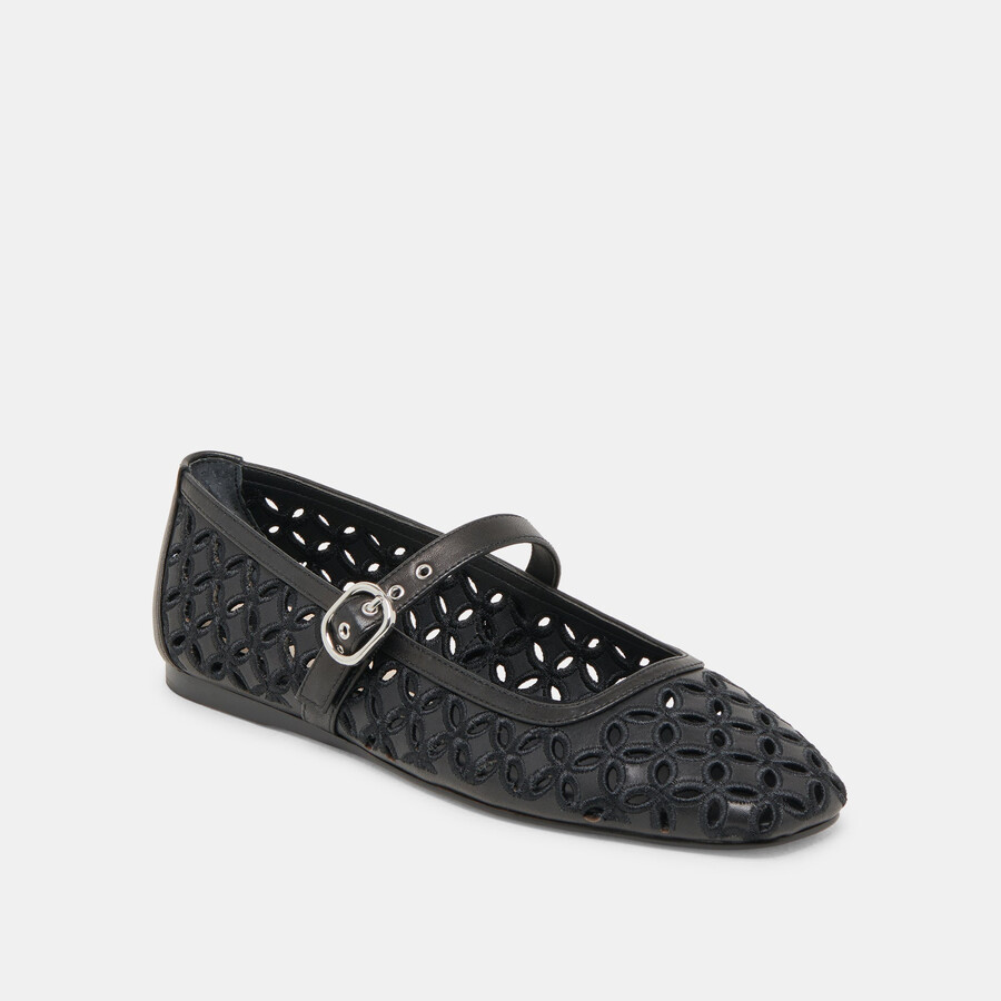 rodni ballerinas mit Ösen schwarzes leder