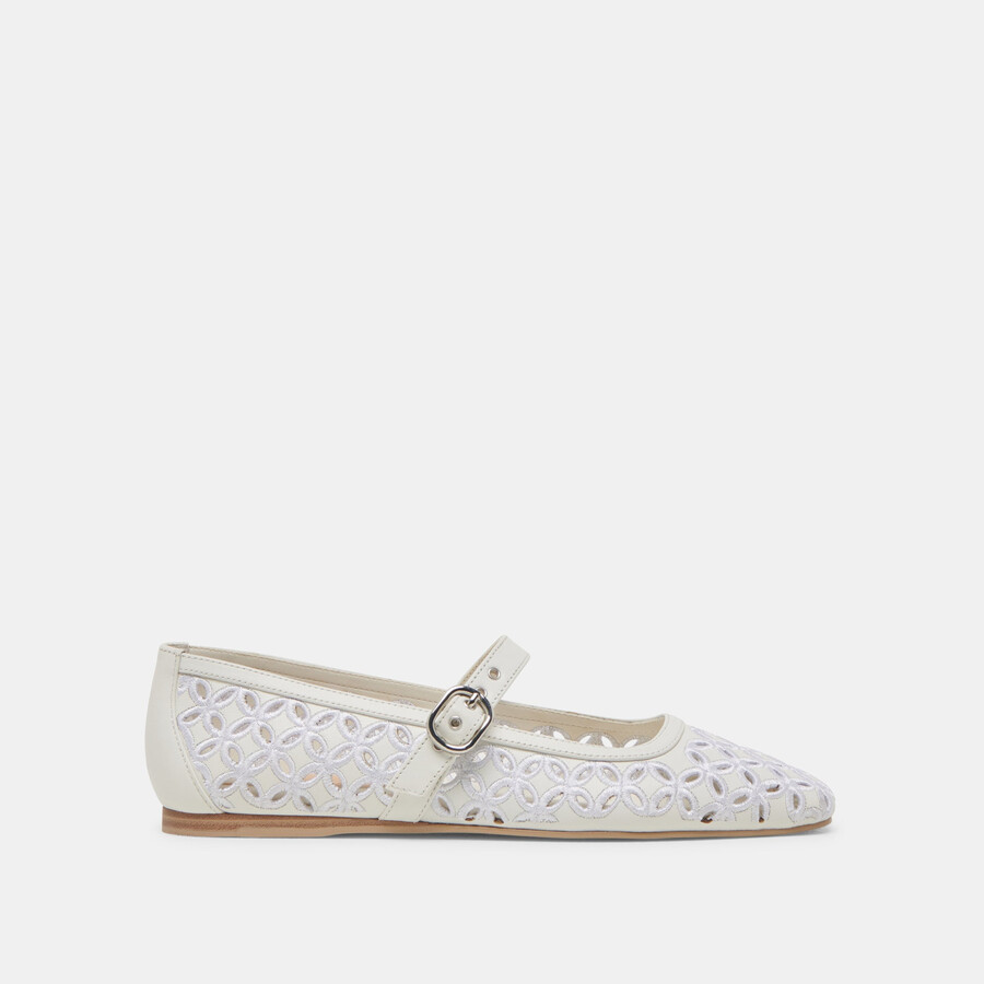 rodni ballerinas mit Ösenperforation echtes weiß leder