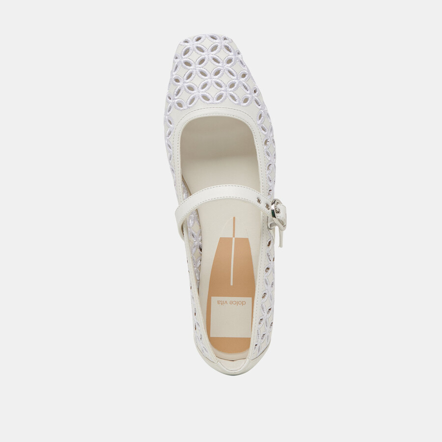 rodni ballerinas mit Ösenperforation echtes weiß leder